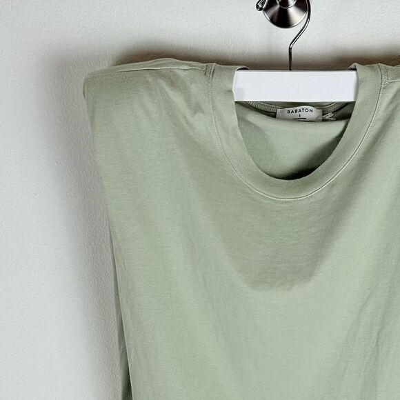 ARITZIA BABATON Shoulder Pad Tee Shirt 100% Cotton NWT Sleeveless Top - Picture 11 of 16